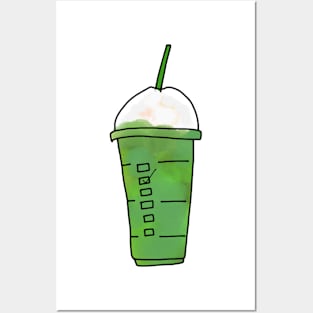 Green Iced Coffee Blended Drink Frappe Posters and Art